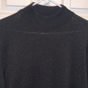 Talbots Black Sparkling Mock Neck Long Sleeve Sweater Sz XL